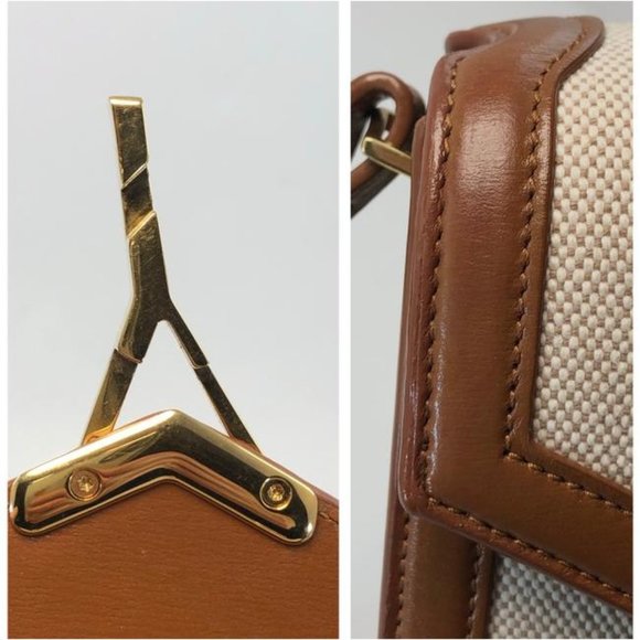 SAINT LAURENT Cassandre Leather And Canvas Satchel - Picture 10 of 12